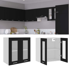 Hanging Glass Cabinet Lyon Black 60x31x60 cm Engineered Wood