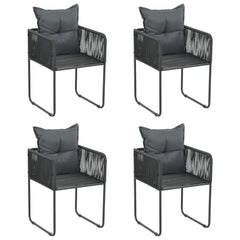 Outdoor Chairs 4 pcs with Pillows Poly Rattan Black