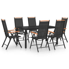 7 Piece Garden Dining Set Aluminium Black