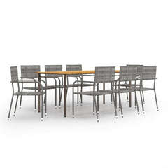 9 Piece Garden Dining Set Poly Rattan Black