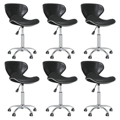 Swivel Dining Chairs 6 pcs Black Faux Leather
