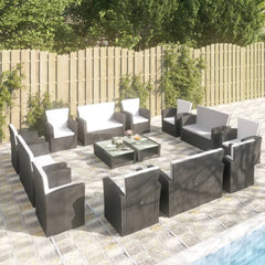16 Piece Garden Lounge Set with Cushions Poly Rattan Black