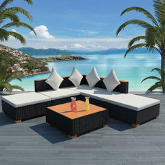 9 Piece Garden Lounge Set with Cushions Poly Rattan Black