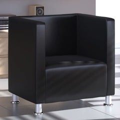 Cube Armchair Black Faux Leather