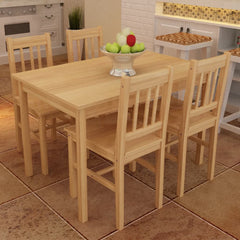 Dining Set 5 Pieces Pine Wood Brown