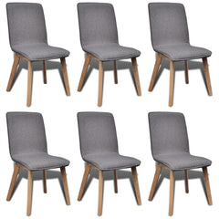 Oak Indoor Fabric Dining Chair Set 6 pcs Dark Grey