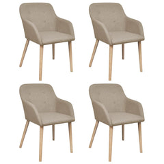 Oak Indoor Fabric Dining Chair Set 4 pcs with Armrest Dark Grey