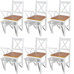 Dining Chairs 6 pcs White Pinewood