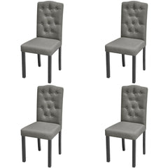 4 Dining Chairs Fabric Upholstery Dark Grey High