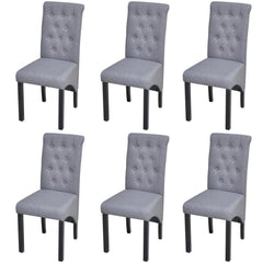 6 Dining Chairs Fabric Upholstery Dark Grey
