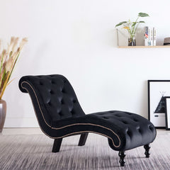 Chaise Lounge Black Velvet