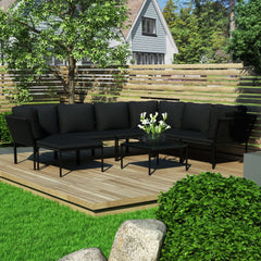 3 Piece Garden Lounge Set with Cushions Black PVC