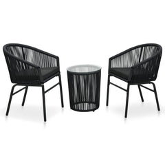 3 Piece Bistro Set with Cushions PE Rattan Anthracite