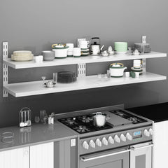 2-Tier Floating Wall Shelves 2 pcs Stainless Steel 200x30 cm