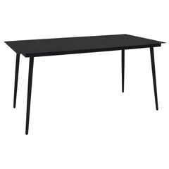 Garden Dining Table Black 80x80x74 cm Steel and Glass
