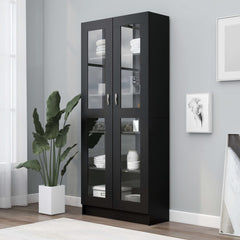 Vitrine Cabinet Black 82.5x30.5x185 cm Engineered Wood