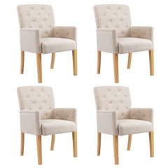 Dining Chairs with Armrests 6 pcs Beige Fabric