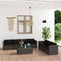 9 Piece Garden Lounge Set with Cushions Poly Rattan Grey