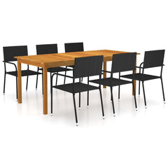 9 Piece Garden Dining Set Black