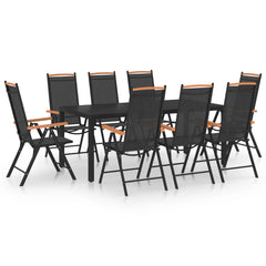 7 Piece Garden Dining Set Aluminium Black