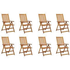 Folding Garden Chairs 8 pcs Solid Acacia Wood