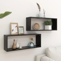 Wall Cube Shelf 4 pcs Black 60x15x23 cm Engineered Wood