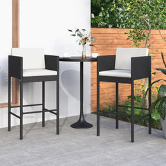 Bar Stools 4 pcs with Cushions Black Poly Rattan