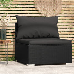 Garden Middle Sofa with Cushions Grey Poly Rattan