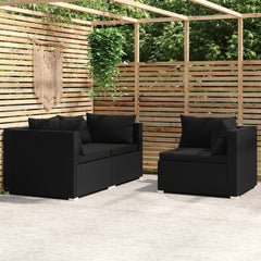 3 Piece Garden Lounge Set with Cushions Grey Poly Rattan