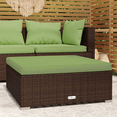 Garden Footrest with Cushion Grey 70x70x30 cm Poly Rattan