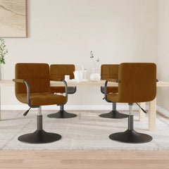 Swivel Dining Chairs 6 pcs Brown Velvet