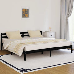 Bed Frame without Mattress Solid Wood Pine 200x200cm Black
