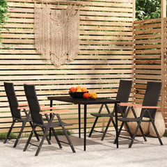7 Piece Garden Dining Set Black