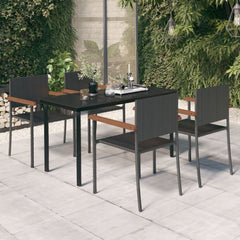7 Piece Garden Dining Set Black