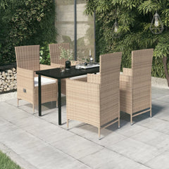 7 Piece Garden Dining Set with Cushions Beige