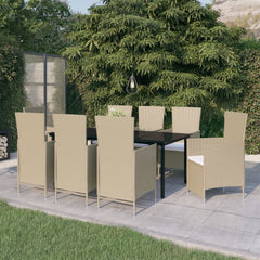 7 Piece Garden Dining Set with Cushions Beige