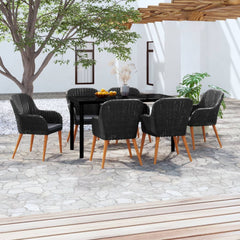 5 Piece Garden Dining Set with Cushions Brown
