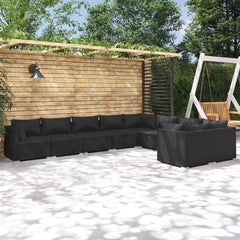 11 Piece Garden Lounge Set with Cushions Poly Rattan Black
