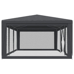 Gazebo with 8 Mesh Sidewalls Blue 9x4 m HDPE