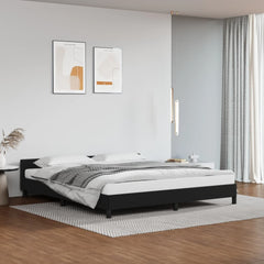 Bed Frame with Headboard without Mattress Black 180x200 cm Super King