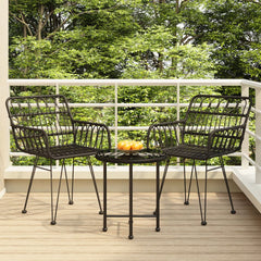5 Piece Garden Dining Set Black Poly Rattan