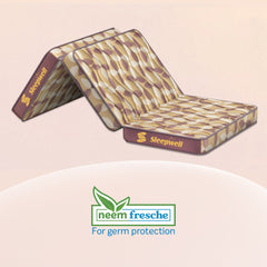 Sleepwell Tarang Foldable Mattress | PU Foam | Neem Fresche Technology| Single Bed Size with Storage Cover (190L x 90W x 10H cm)