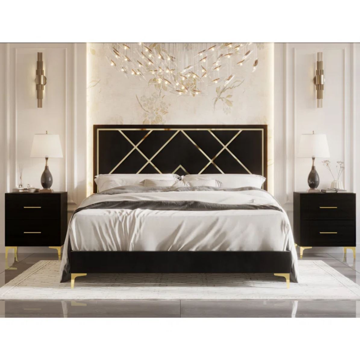 Luxurious Upholstered Fabric Bed,  with 3-Year Warranty