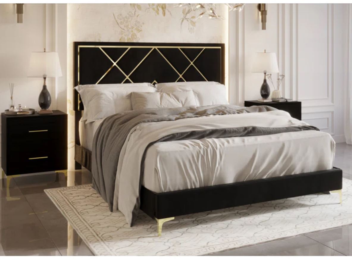 Luxurious Upholstered Fabric Bed,  with 3-Year Warranty