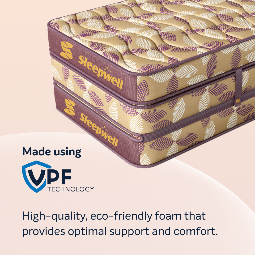 Sleepwell Tarang Foldable Mattress | PU Foam | Neem Fresche Technology| Single Bed Size with Storage Cover (190L x 90W x 10H cm)