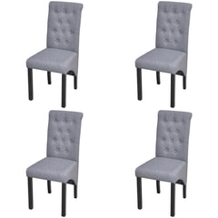 4 Dining Chairs Fabric Upholstery Dark Grey High