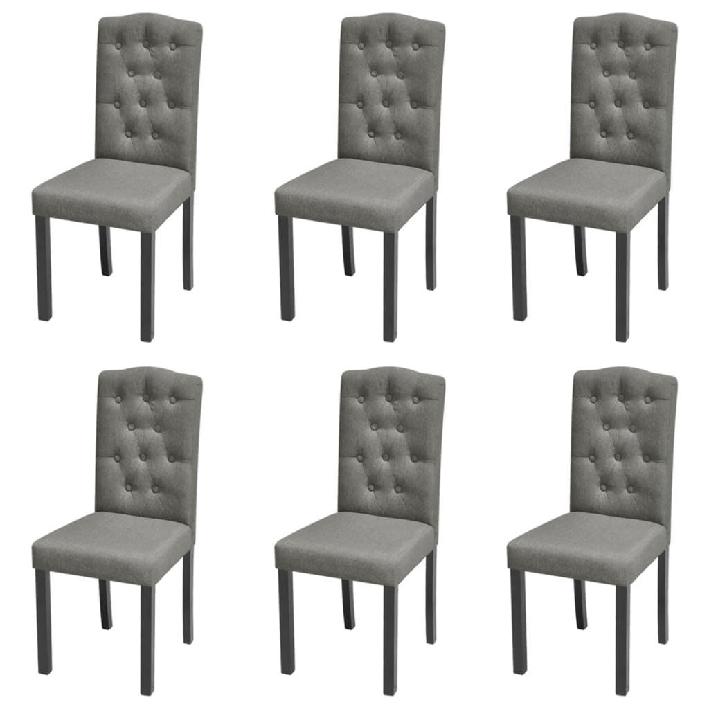 6 Dining Chairs Fabric Upholstery Dark Grey