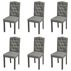 6 Dining Chairs Fabric Upholstery Dark Grey
