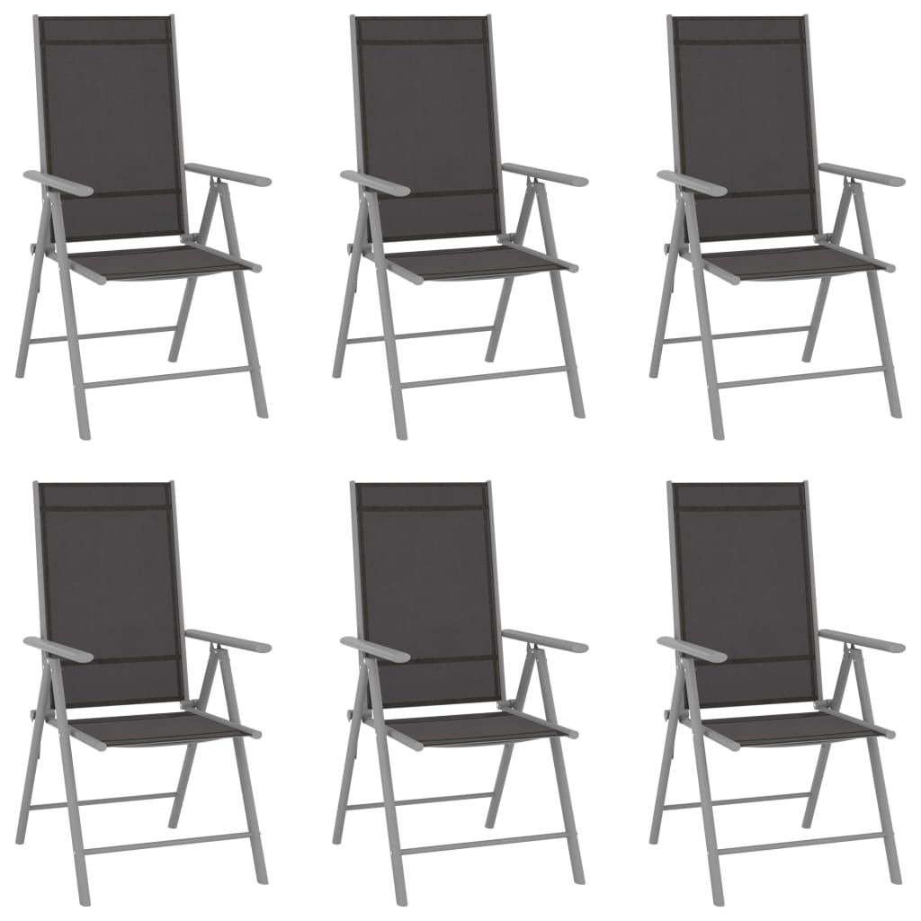vidaXL Folding Garden Chairs 6 pcs Textilene Black