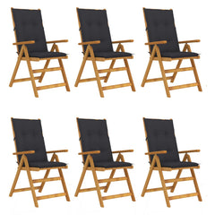 Folding Garden Chairs 6 pcs with Cushions Solid Acacia Wood